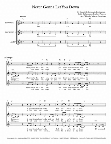 Never Gonna Let You Down (arr. Wendy Nixon Stothert)