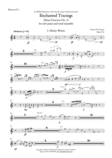 Carson Cooman Enchanted Tracings (Piano Concerto No. 2) (2008) for solo piano and wind ensemble, hor