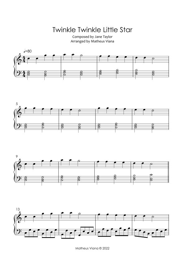 Twinkle Twinkle Little Star - Piano (arr. Matheus Viana)