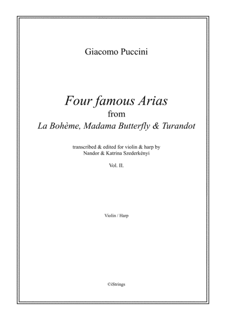 Four Famous Puccini Arias for violin & harp vol. 2 (arr. N. Szederkenyi)