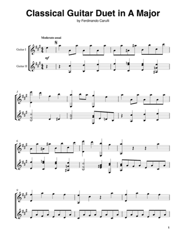 Classical Guitar Duet in A Major (arr. Ferdinando Carulli)