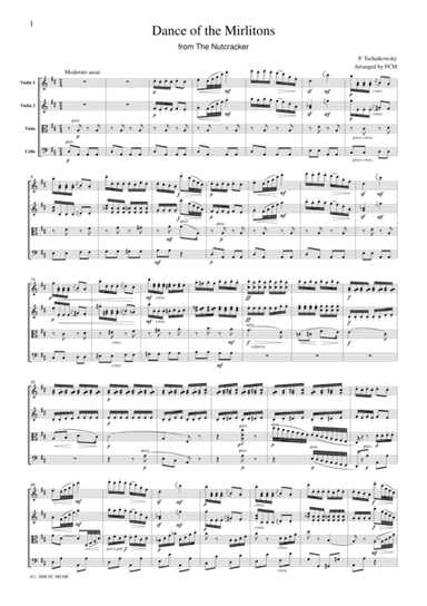 Tchaikowsky  Dance of the Mirlitons from The Nutcracker, for string quartet, CT011 (arr. FCMUSIC)