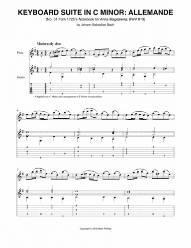 Keyboard Suite in C Minor: Allemande (BWV 813) (arr. Mark Phillips)