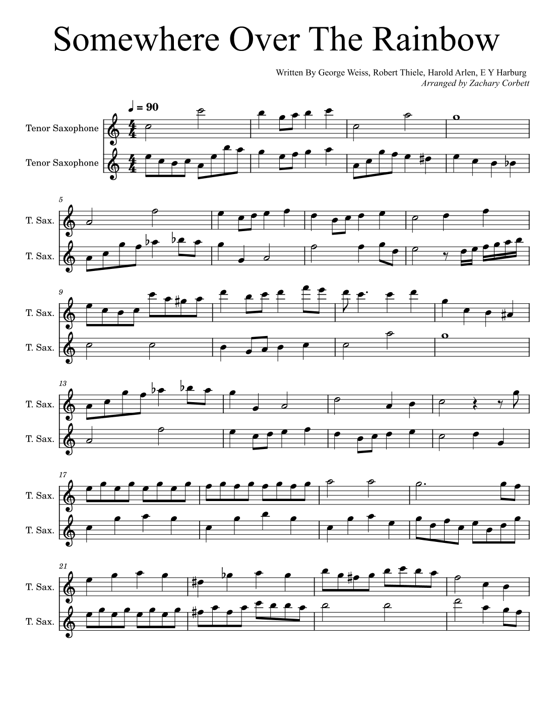 Somewhere Over The Rainbow/what A Wonderful World (arr. Zachary Corbett)