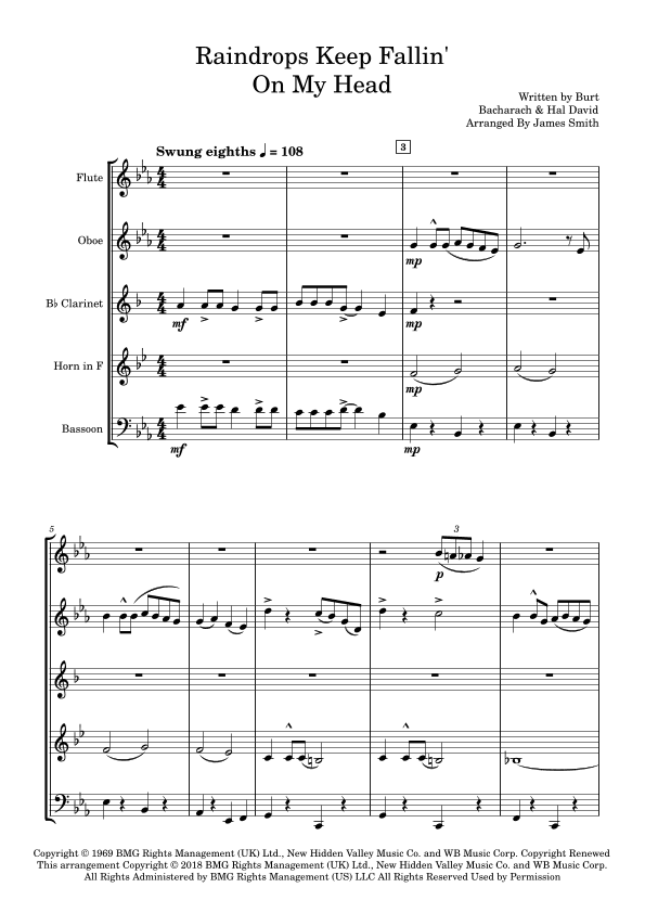 Raindrops Keep Fallin' On My Head (arr. James Smith)
