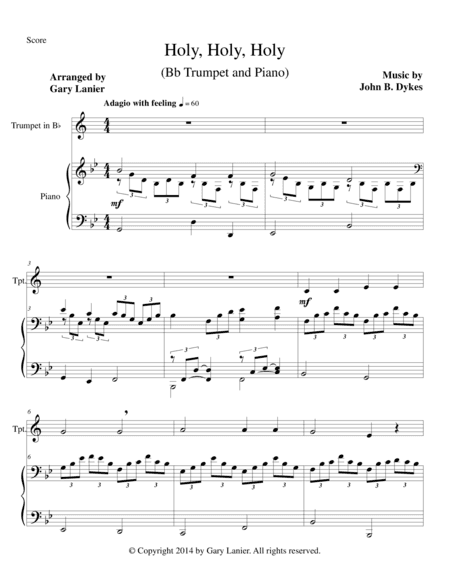 HOLY, HOLY, HOLY (Bb Trumpet Piano and Trumpet Part) (arr. Gary Lanier)