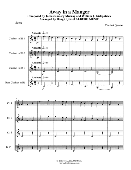 Away in a Manger for Clarinet Quartet (arr. Doug Clyde)