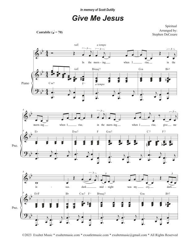 Give Me Jesus (Unison choir - Medium Key) (arr. Stephen DeCesare)
