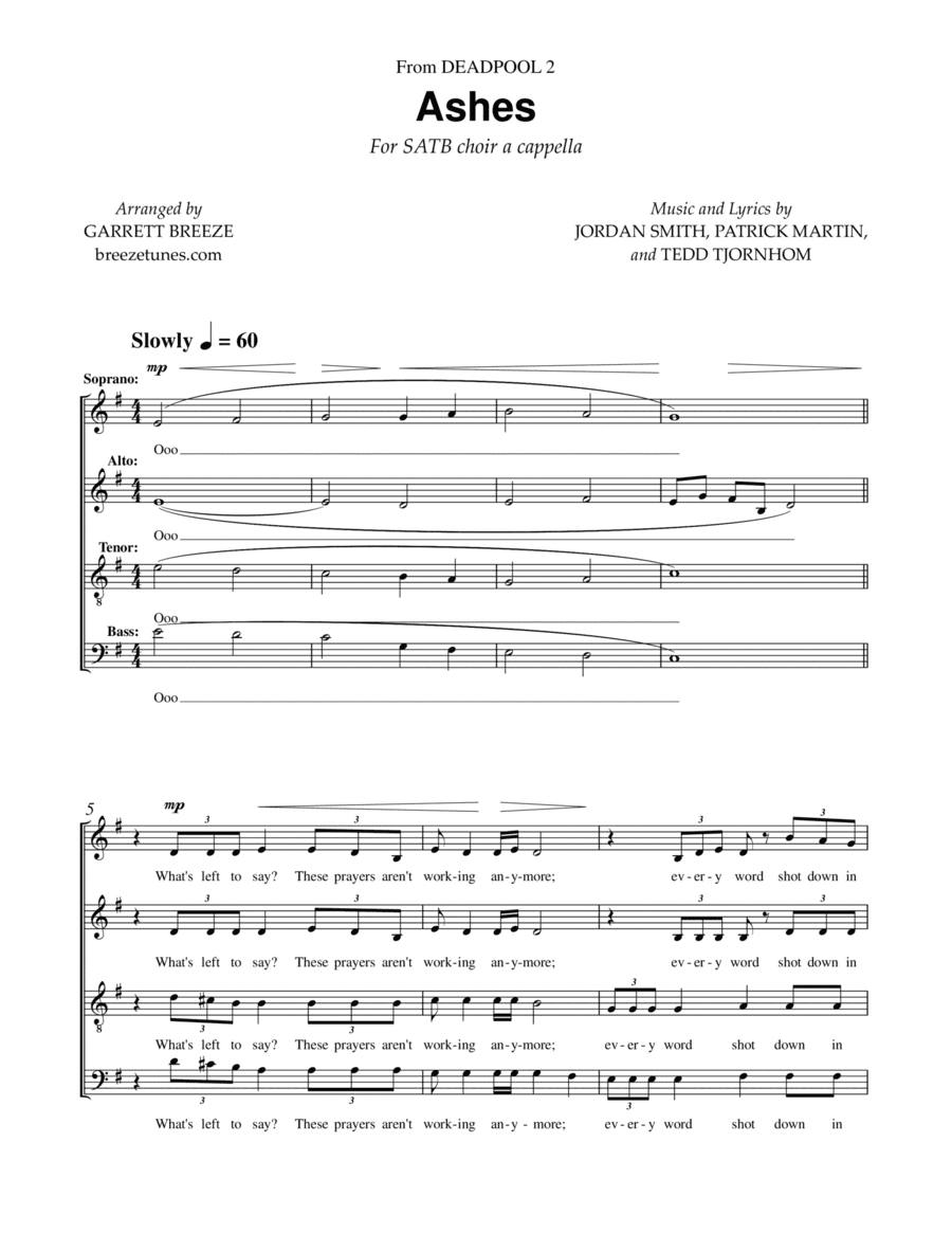 Ashes (arr. Garrett Breeze)