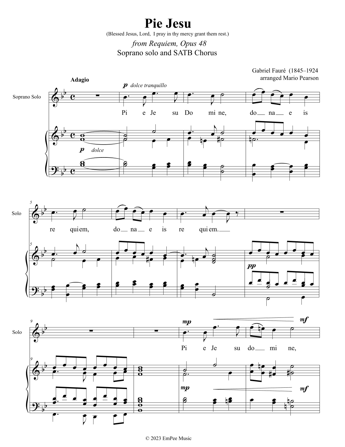 Pie Jesu (arr. arr. Mario Pearson)