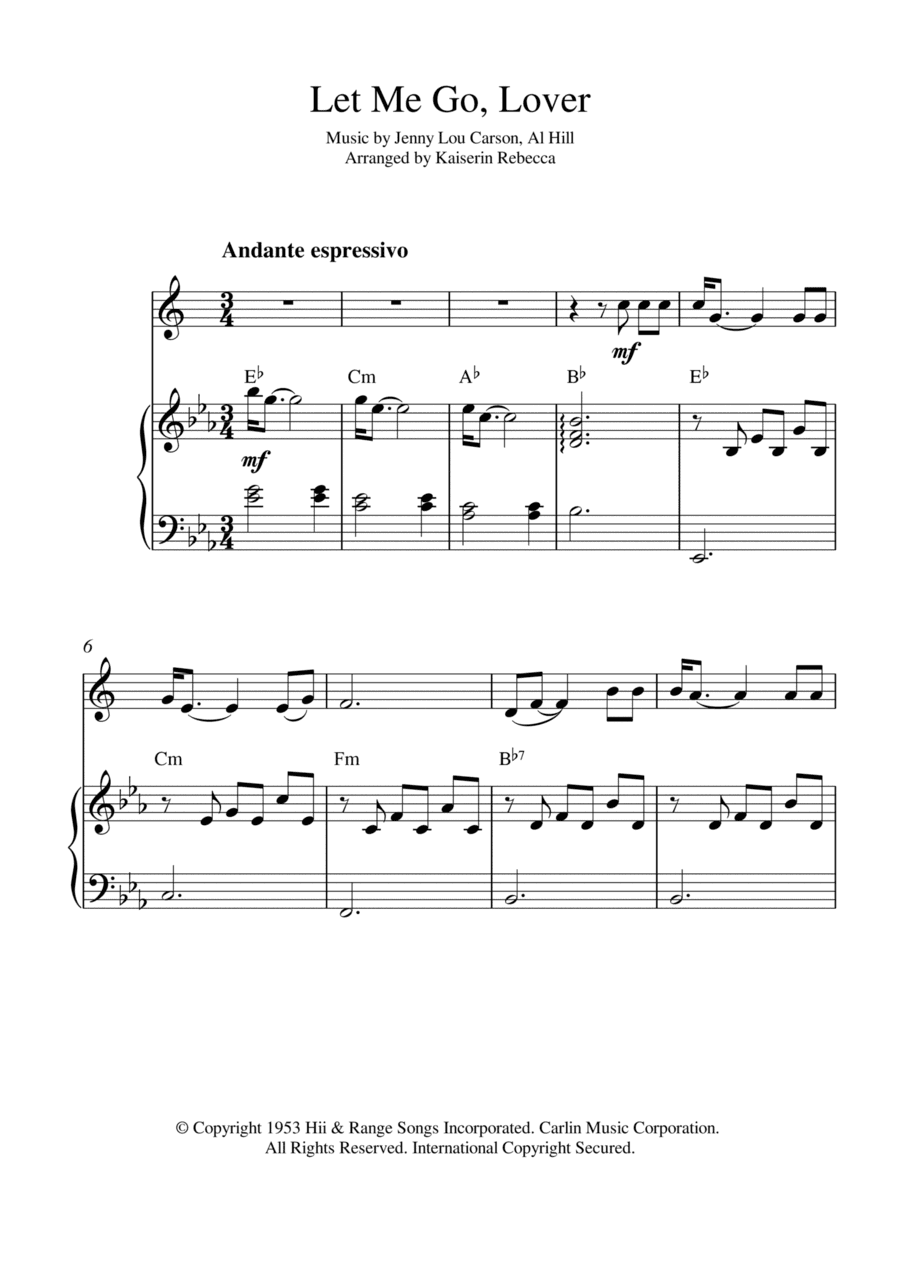 Let Me Go, Lover! (arr. Kaiserin Rebecca)