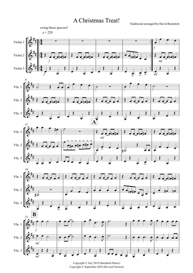 A Christmas Treat! for Violin Trio (arr. David Burndrett)