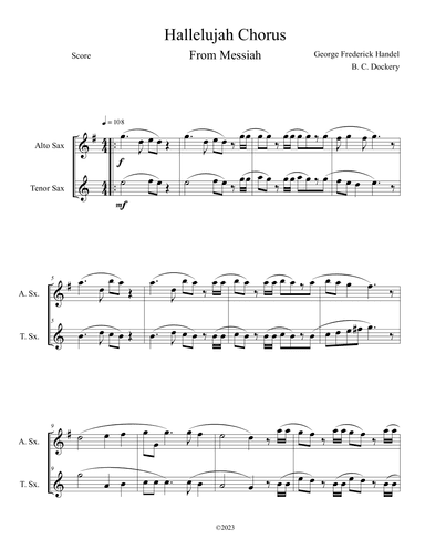 Hallelujah Chorus from Messiah (Alto and Tenor Sax Duet) (arr. B. C. Dockery)