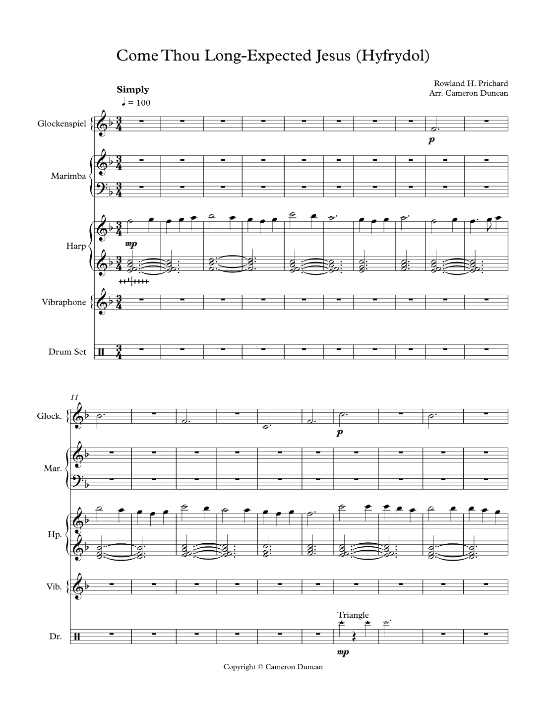 Come Thou Long Expected Jesus (arr. Cameron Duncan)