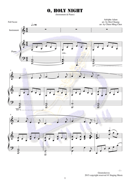 O, Holy Night, for Instrument and Piano (arr. Ifen Chuang, Chien-Ming Chen)