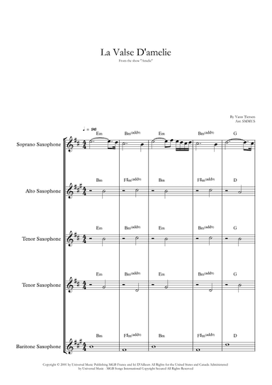 La Valse D'amelie (arr. SMMUS)