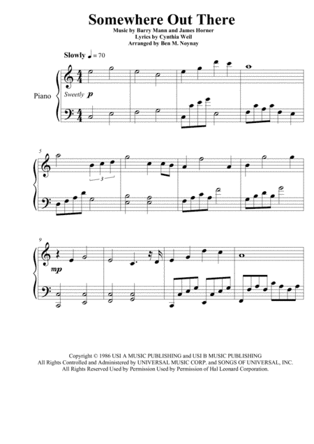 Somewhere Out There (arr. Ben M. Noynay)