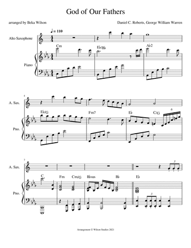 God of Our Fathers--alto sax solo (arr. Beka Wilson)