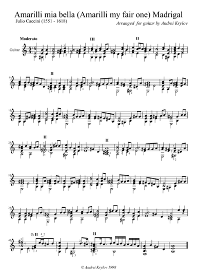 Amarilli mia bella (Amarilli my fair one) Madrigal by Julio Caccini (1551 - 1618), arranged for Clas (arr. Andrei Krylov)