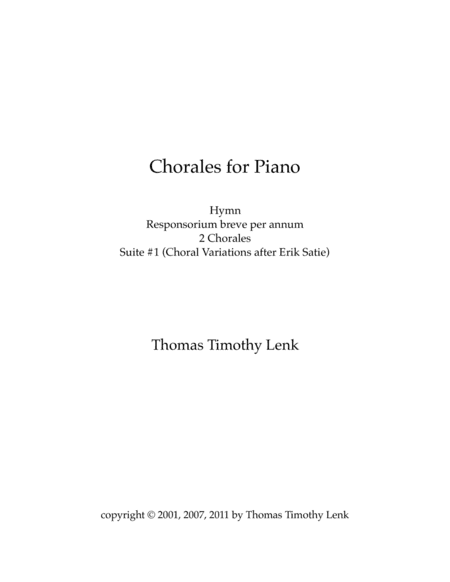 Chorales for Piano