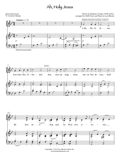 Ah, Holy Jesus - a contemporary setting for SAB Choir and Piano (arr. Len Rhodes)