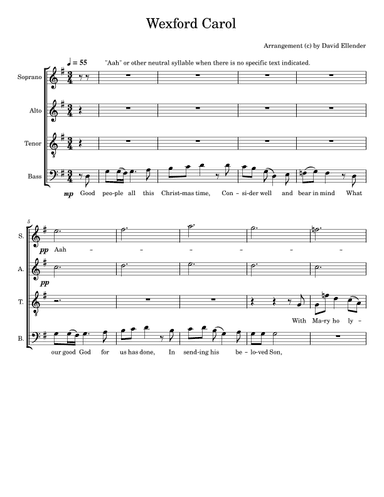 Wexford Carol - Good People All this Christmas Time (arr. David Ellender)