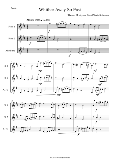 Whither away so fast for flute trio (2 flutes and 1 alto flute) (arr. David Warin Solomons)