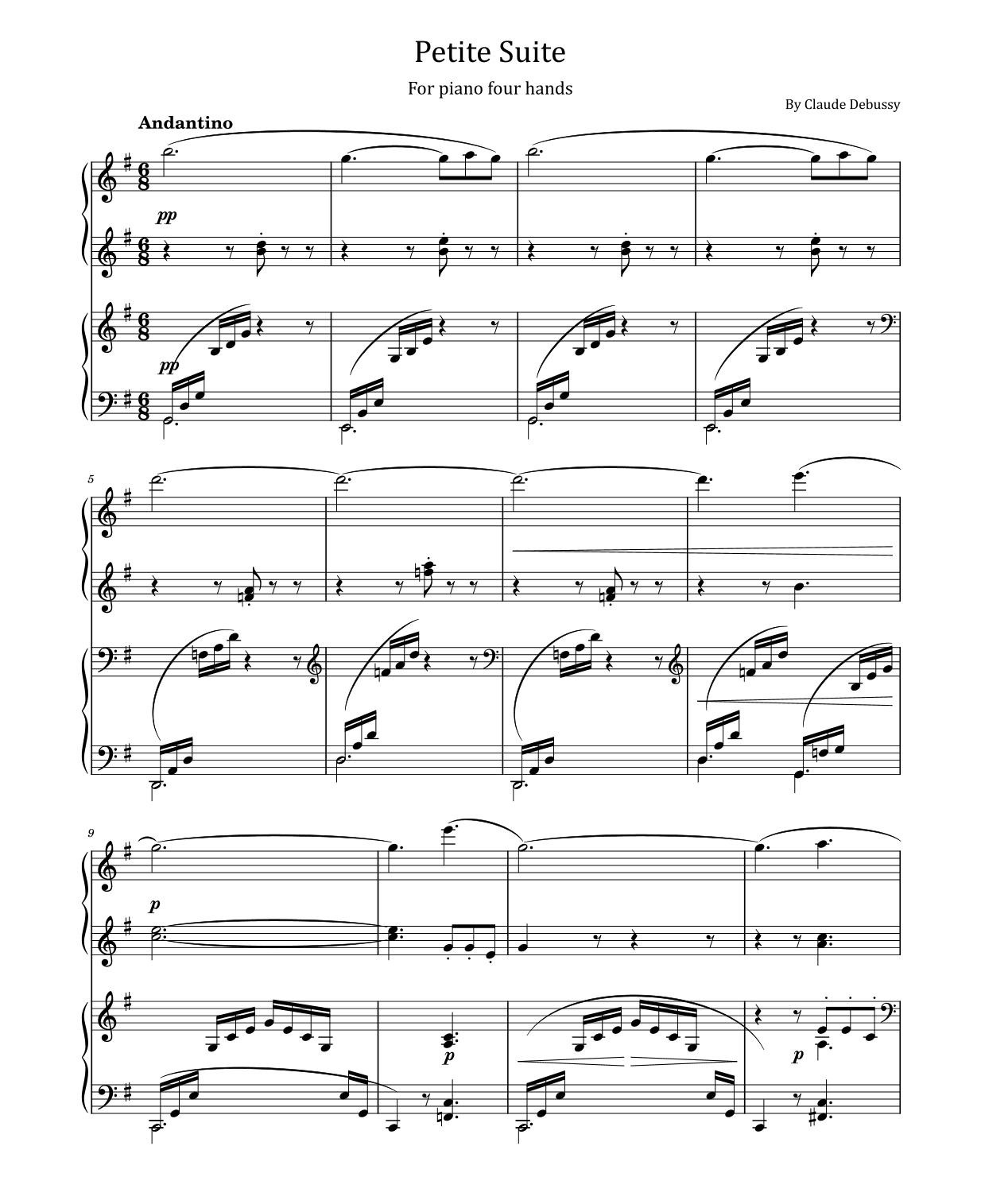 Petite Suite - for piano Four Hands - Claude Debussy (arr. poon)