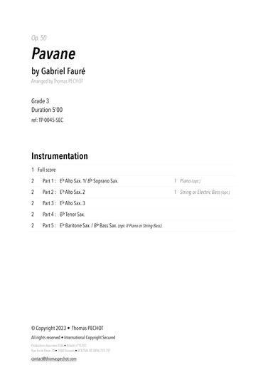 Pavane Op. 50 (arr. Thomas PECHOT)