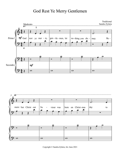 God Rest Ye Merry Gentlemen (beginning solo with optional elementary duet) (arr. Sandra Zylstra)