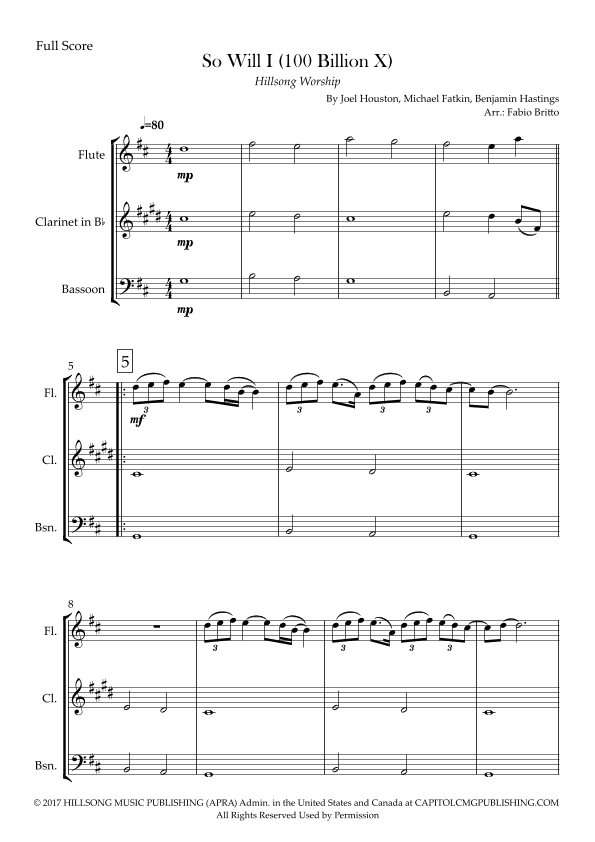 So Will I (100 Billion X) (arr. Fabio Britto)