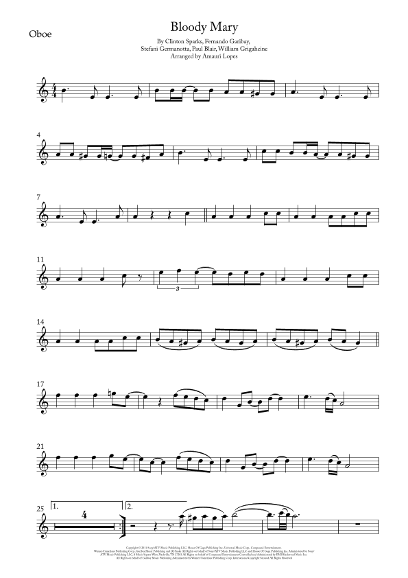 Bloody Mary (arr. Amauri Lopes)
