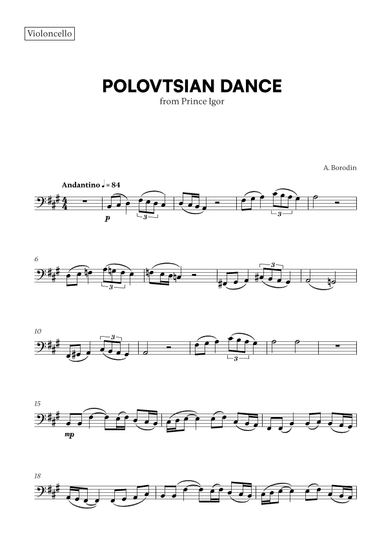 Polovtsian Dance (from Prince Igor) (for Cello) (arr. Cadenza Editions)