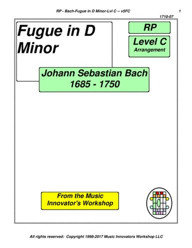 Bach - Fugue in D Minor - Series 5FC - (Key Map Tablature) (arr. John M. Honeycutt)