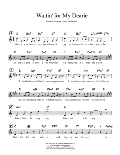Waitin' For My Dearie (arr. C Lee)