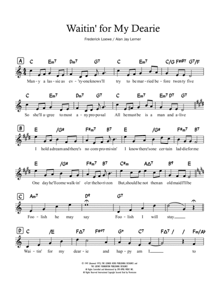 Waitin' For My Dearie (arr. C Lee)