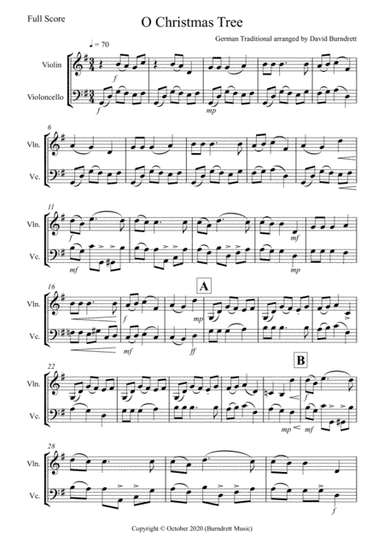 O Christmas Tree for Violin and Cello Duet (arr. David Burndrett)
