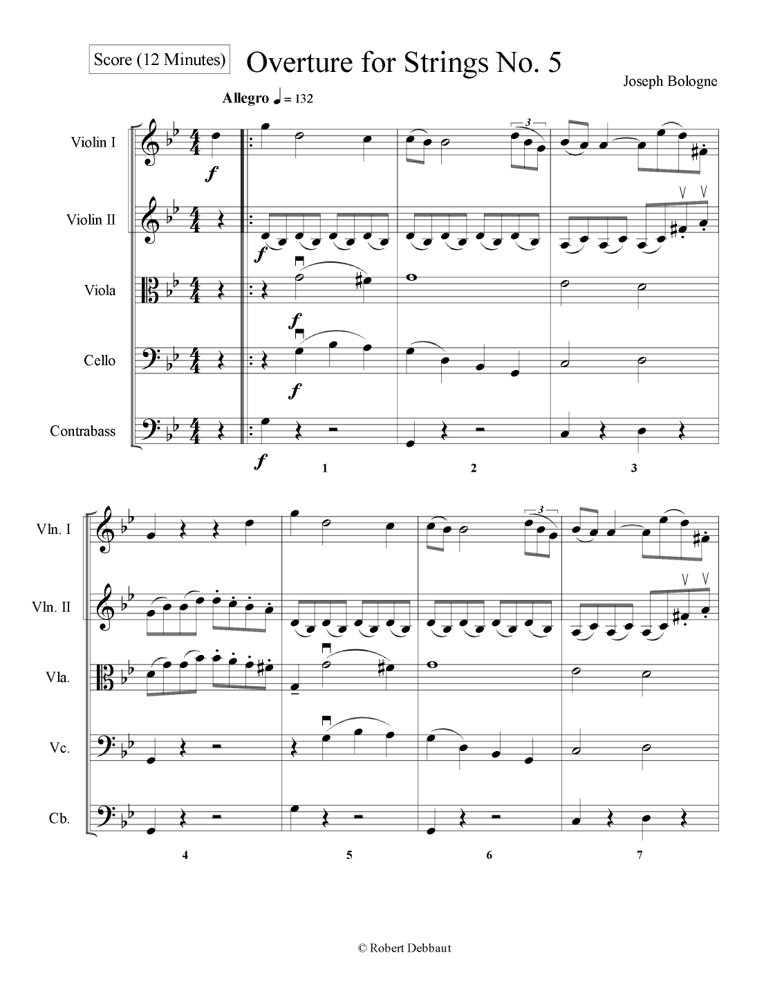 Overture for Strings No. 5 - Score Only (arr. Robert Debbaut)