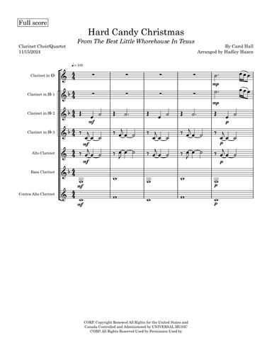 Hard Candy Christmas from THE BEST LITTLE WHOREHOUSE IN TEXAS (arr. by Hadley Hazen)