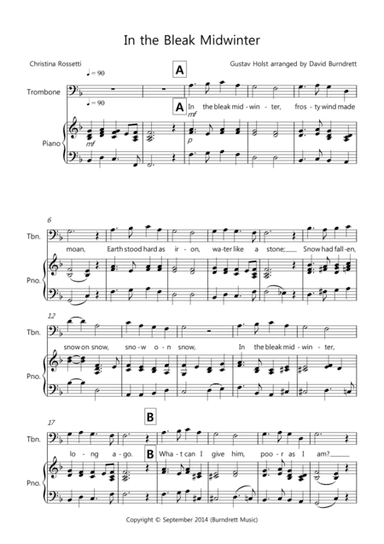 In the Bleak Midwinter for Trombone and Piano (arr. David Burndrett)