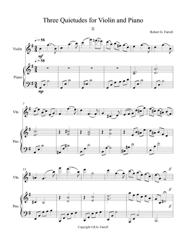 Three Quietudes for Violin and Piano #2