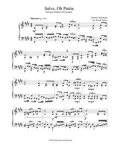 Salve, Oh Patria (Ecuador National Anthem) (arr. Keith James)
