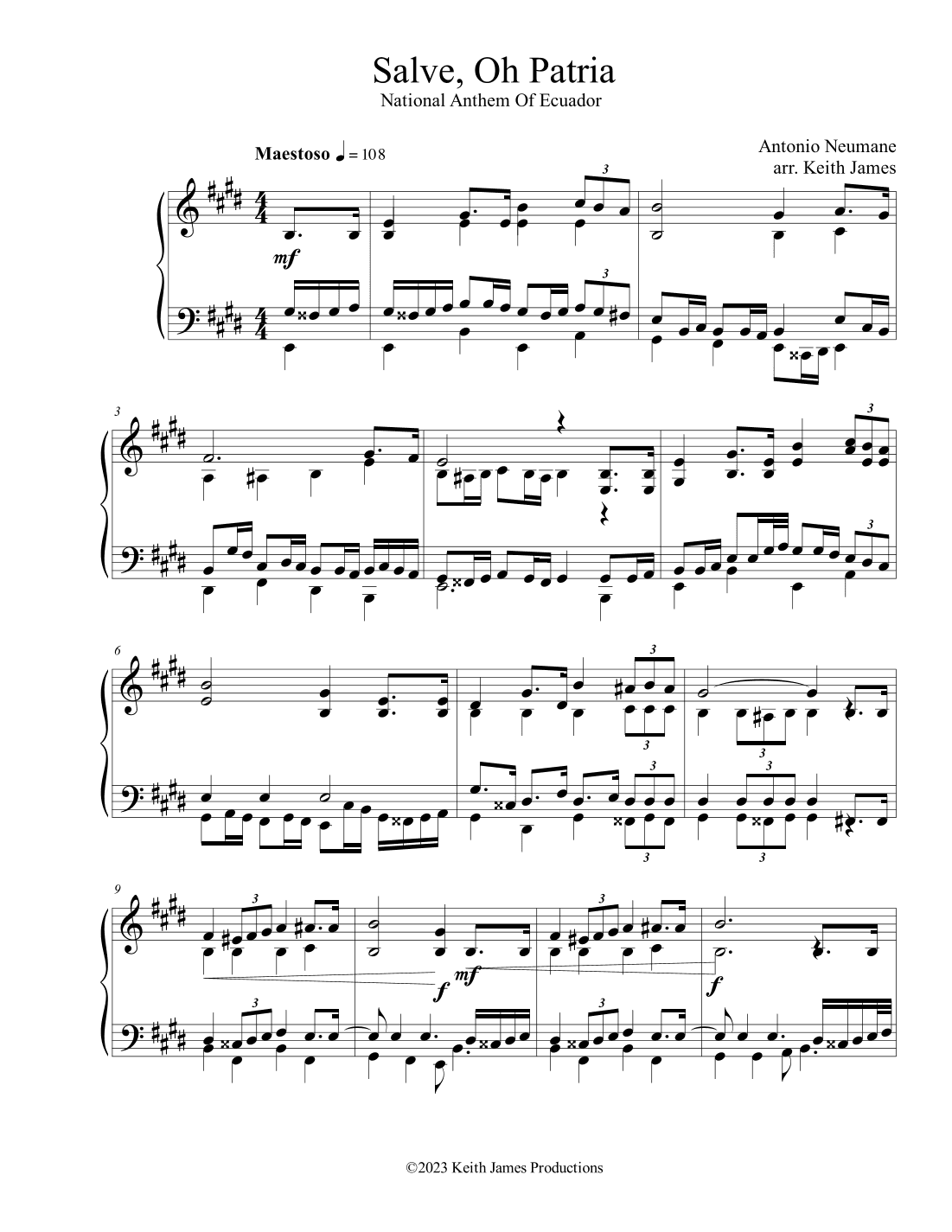 Salve, Oh Patria (Ecuador National Anthem) (arr. Keith James)
