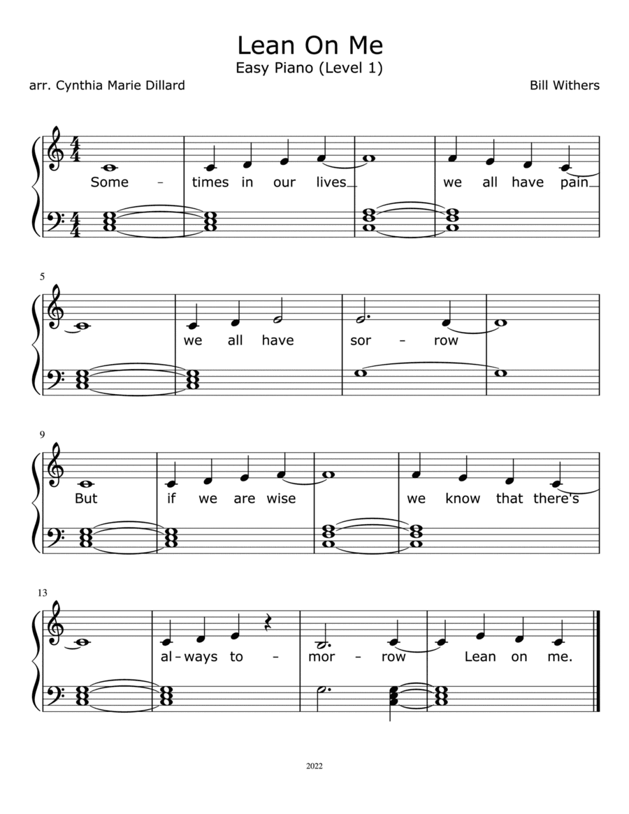 Lean On Me (arr. Cynthia Marie Dillard)