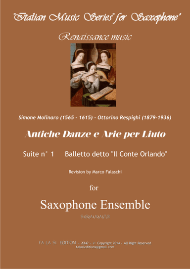 "Antiche Danze e Arie per Liuto" (Ancient Dances and Airs for Lute) Italian Music Series for Saxopho (arr. Marco Falaschi)
