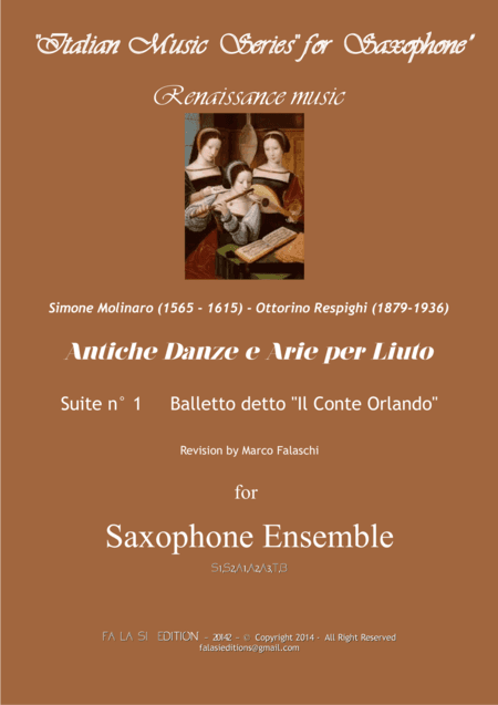 "Antiche Danze e Arie per Liuto" (Ancient Dances and Airs for Lute) Italian Music Series for Saxopho (arr. Marco Falaschi)