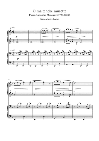 Ma tendre musette piano duet (arr. PianoSheetNow)