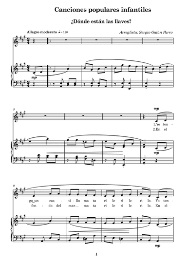 ¿Dónde están las llaves? (arr. Sergio Galan Parro)