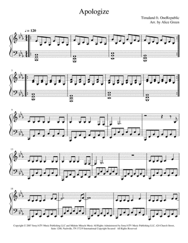 Apologize (arr. Alice Green)