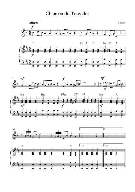 Chanson du Toreador (from Carmen) (arr. Kaiserin Rebecca)